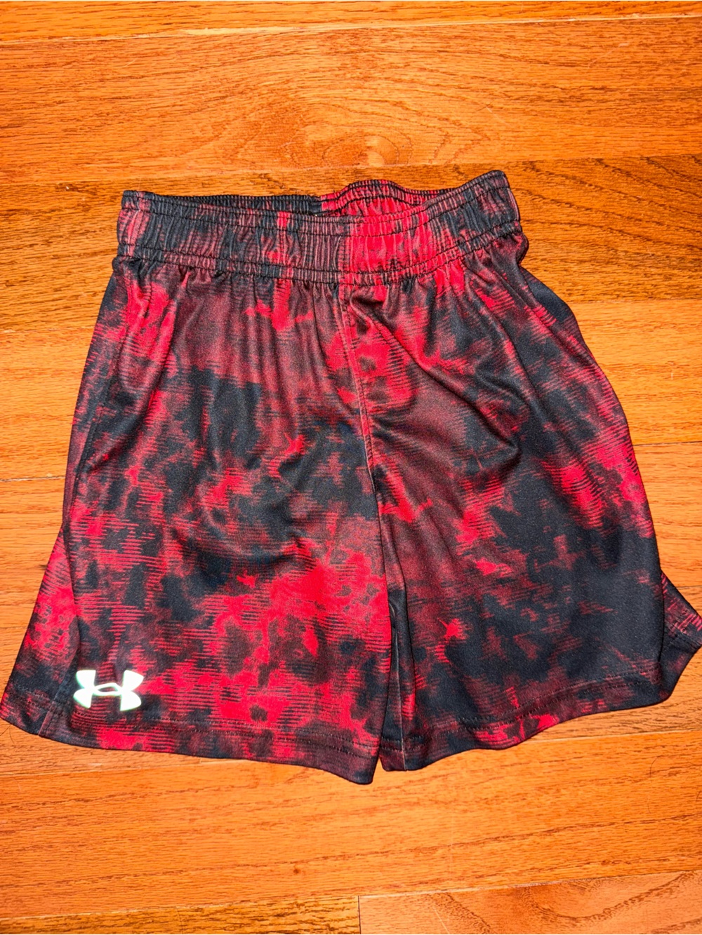Under Armour Red and Black Printed Athletic Shorts